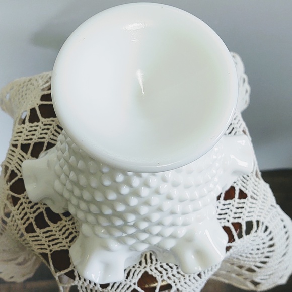 Vintage Hobnail Milk Glass Compote Candy Dish Scalloped Edge Unmarked Fenton - Picture 8 of 12